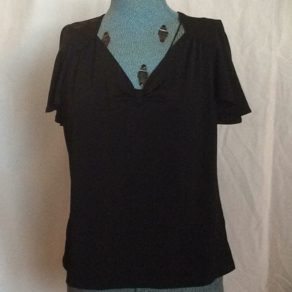 Short Sleeve Black Blouse